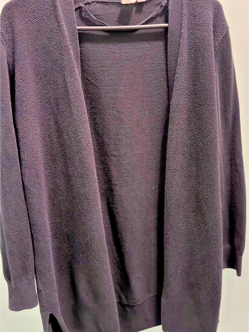 Gap Open-Front Textured Knit Cardigan Black Large